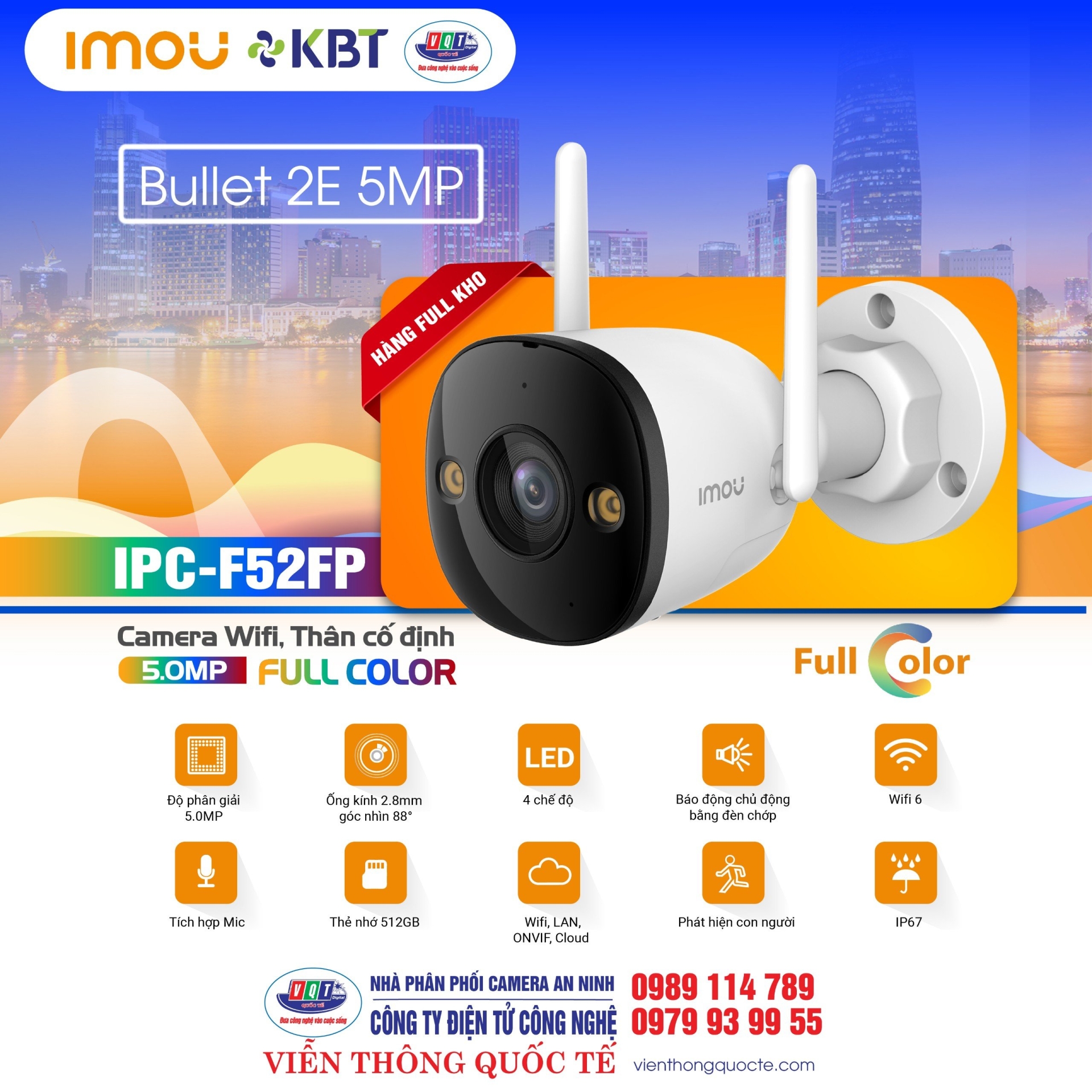 CAMERA IP WIFI FULL COLOR 5.0 MEGAPIXEL IPC-F52FP IMOU