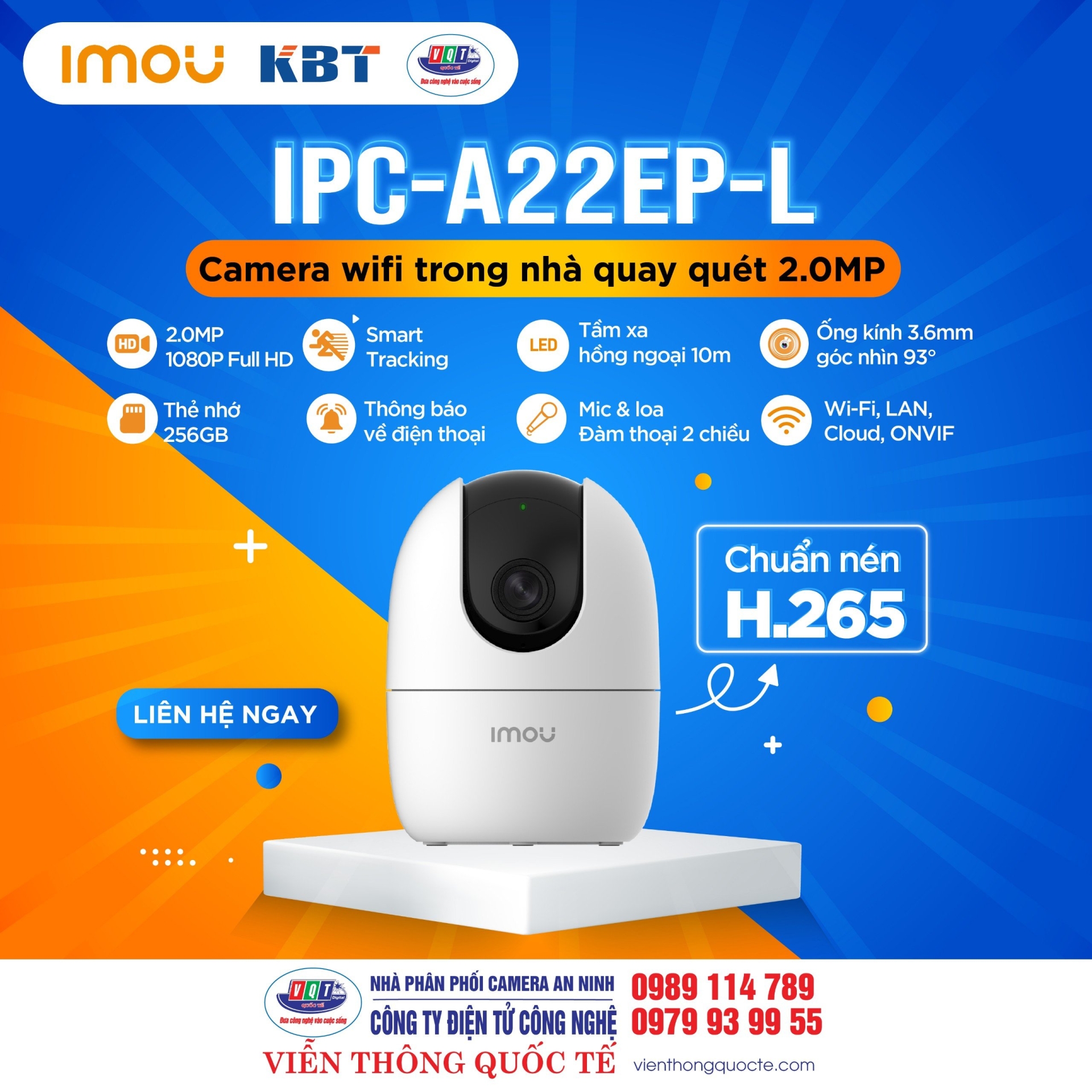 CAMERA IP HỒNG NGOẠI KHÔNG DÂY 2.0 MEGAPIXEL  IPC-A22EP-L IMOU